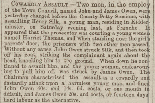 Cowardly Assault on Henry Silk and Harriet Thomas - Worcester Chronicle Saturday 20 March 1875