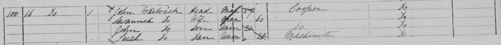 1871 census 16 Gosling Street, Leicester John Warwick and wife Susannah; Children Sarah and John